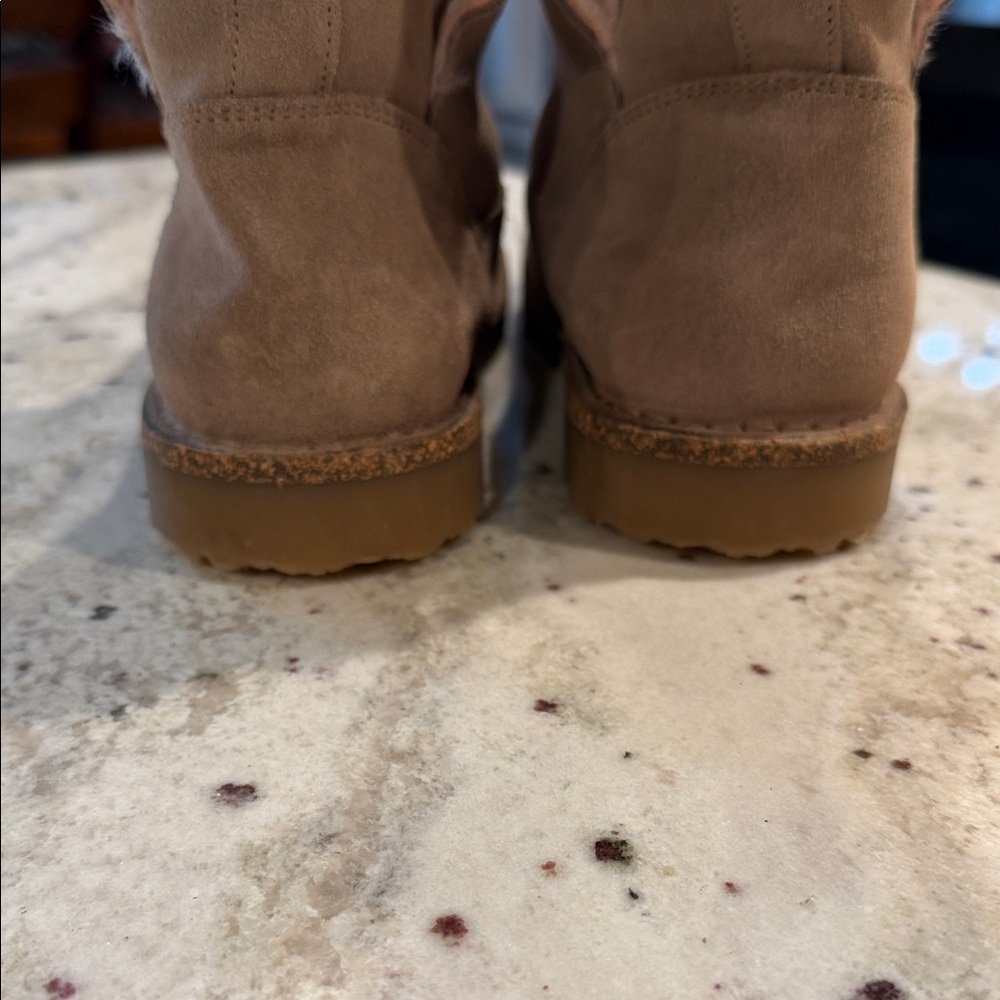 Birkenstock Pink Lined Tan Suede Winter Boots - Picture 3 of 9